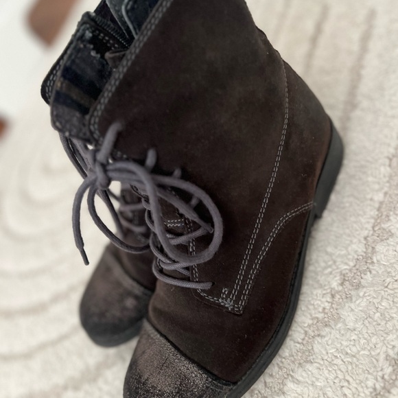Suede combat leather booties 8 - Picture 5 of 8